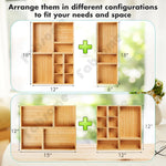 Bamboo Wood Drawer Organizer Set for Kitchen Bathroom Office