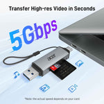 acer sd card reader usb c, dual slots usb 3.0 type c to micro sd card adapter for laptops and mobile devices