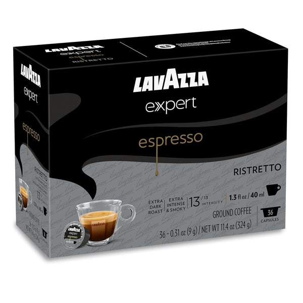 Lavazza Expert Espresso Ristretto Capsules, 36 Count, Extra Dark Roast, Arabica and Robusta Blend