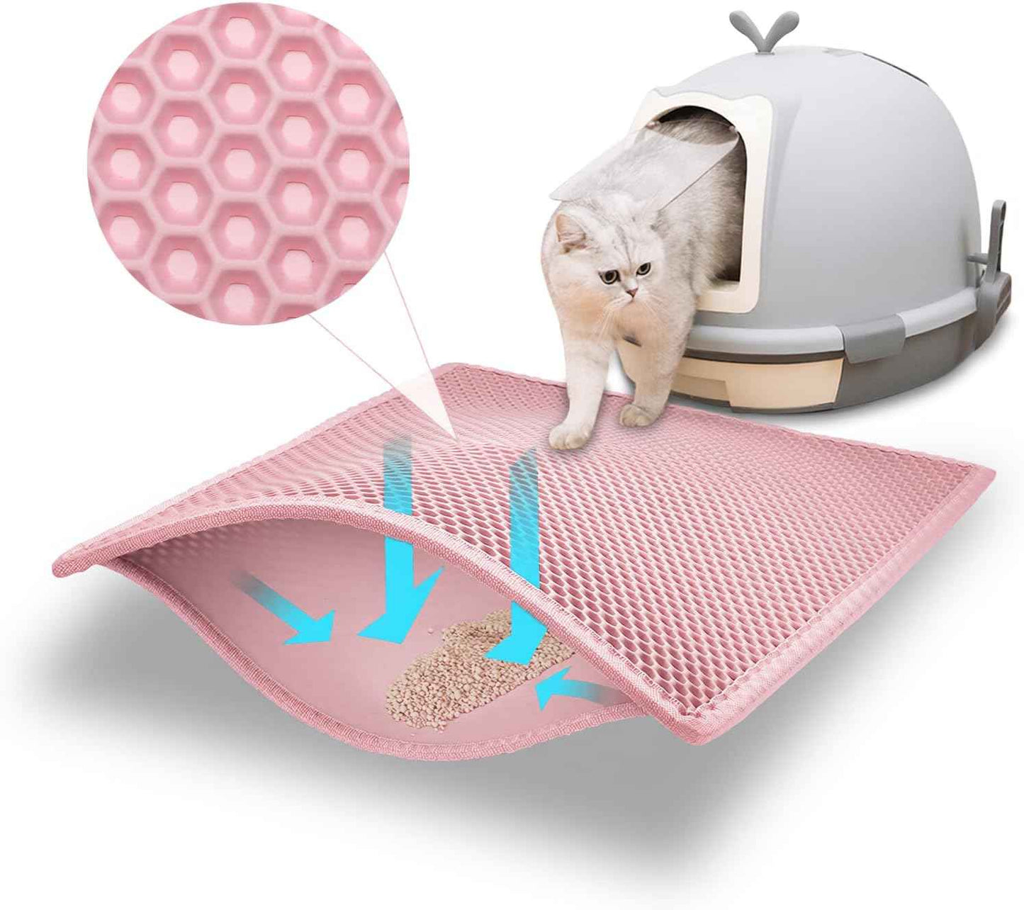 Pieviev Cat Litter Mat Double Layer Waterproof Urine Proof Trapping Mat 1 Pack (Gray, 24x15 Inch (Pack of 1))