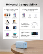 Anker Nano 47W Fast Charger USB C, 2-Port Compact Foldable USB C GaN Charger for iPhone 17/16, Galaxy, Pixel, Compatible with MagSafe (Blue)