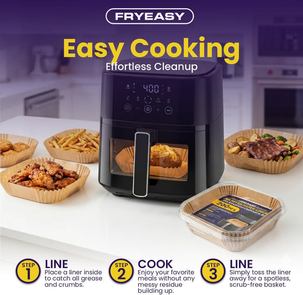 Air Fryer Liners for Cosori And Chefman 6QT: 200 PCS Air Fryer Liners Disposable, Square Airfryer Paper Parchment Sheets, Accessories for Chefman and Cosori, Compatible with 6 Quart Square Airfryers