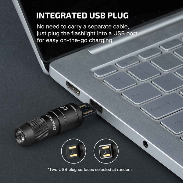 Olight imini 2 EDC rechargeable keychain flashlight, 50 lumens, compact and portable mini LED keyring light with built-in battery, ideal for everyday carry and emergencies, black