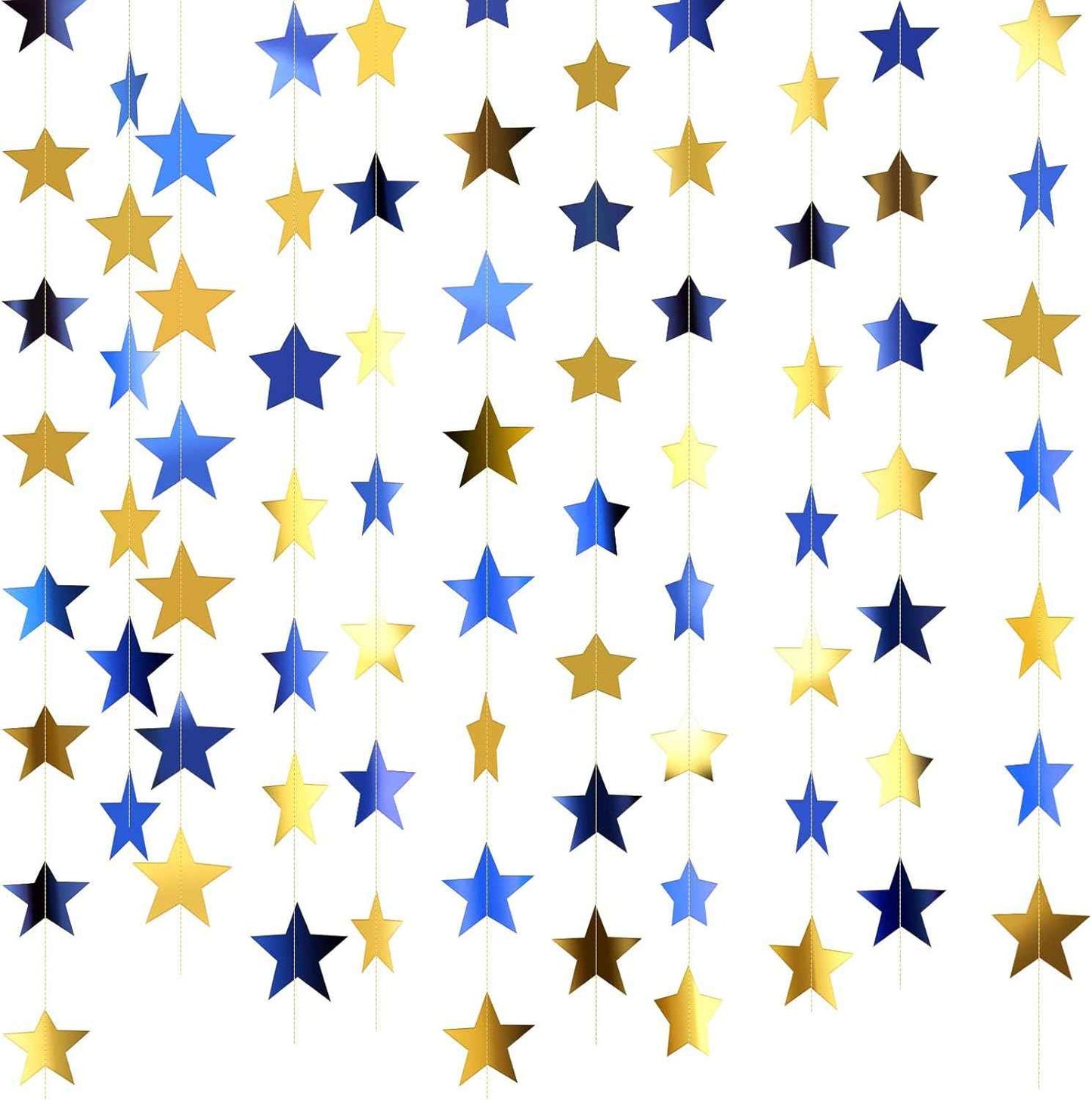 Patelai Glitter Star Garland Banner Christmas Decor 130 Feet Star Hanging Bunting Banner Twinkle Backdrop for Homecoming Classroom Wedding Birthday Halloween Party Supplies(Gold)