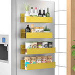 Metal 4 Pack Magnetic Spice Storage Rack Organizer for Refrigerator and Oven, Black Fridge Organizers and Storage