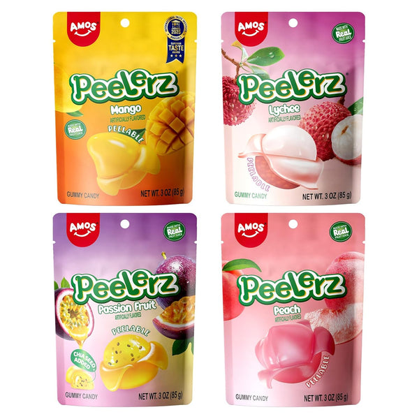 AMOS Peelerz Exotic Fruit Peelable Gummy Candy Variety Pack