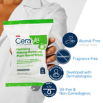 cerave plant-based face wipes, hydrating makeup remover, biodegradable, fragrance-free, 25-count, sensitive skin