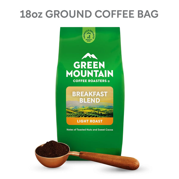 Green Mountain Coffee Roasters Breakfast Blend, 18oz Bagged Ground Coffee, Light Roast