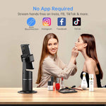 camrola Auto Face Tracking Phone Holder, No App Required, 360° Rotation Face Body Phone Tracking Tripod Smart Shooting Camera Mount for Live Vlog Streaming Video, Rechargeable Battery-Black