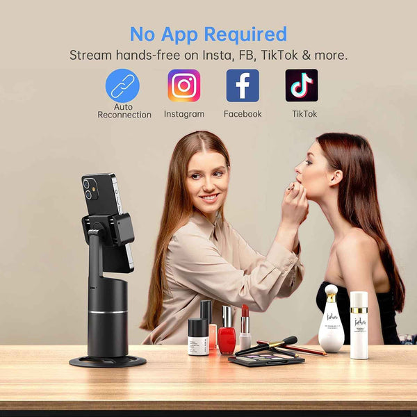 camrola auto face tracking phone holder, no app required, black