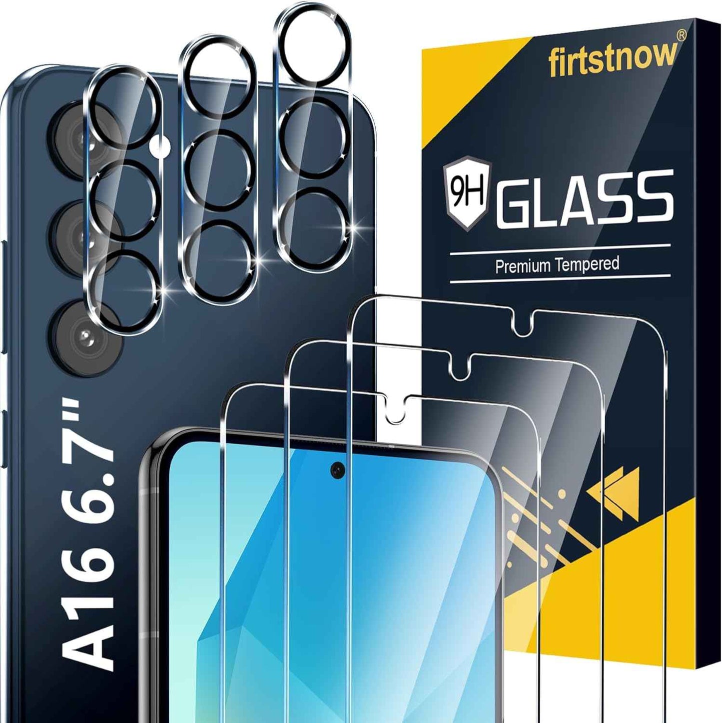 3 Pack Glass Screen Protector for Samsung Galaxy S25 Ultra [6.9 inch] + 3 Pack Camera Lens Protector, 9H Tempered Glass, Fingerprint Unlock, HD Clear Case Friendly Anti-Scratch