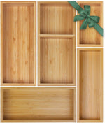 Bamboo Drawer Organizer Set for Kitchen, Bathroom, Office, and Makeup