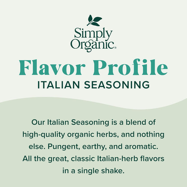 Simply Organic Italian Seasoning, 0.95 Ounce, Organic Herbs Blend of Oregano, Majoram, Thyme, Rosemary, Basil, Sage, Kosher, NonGMO