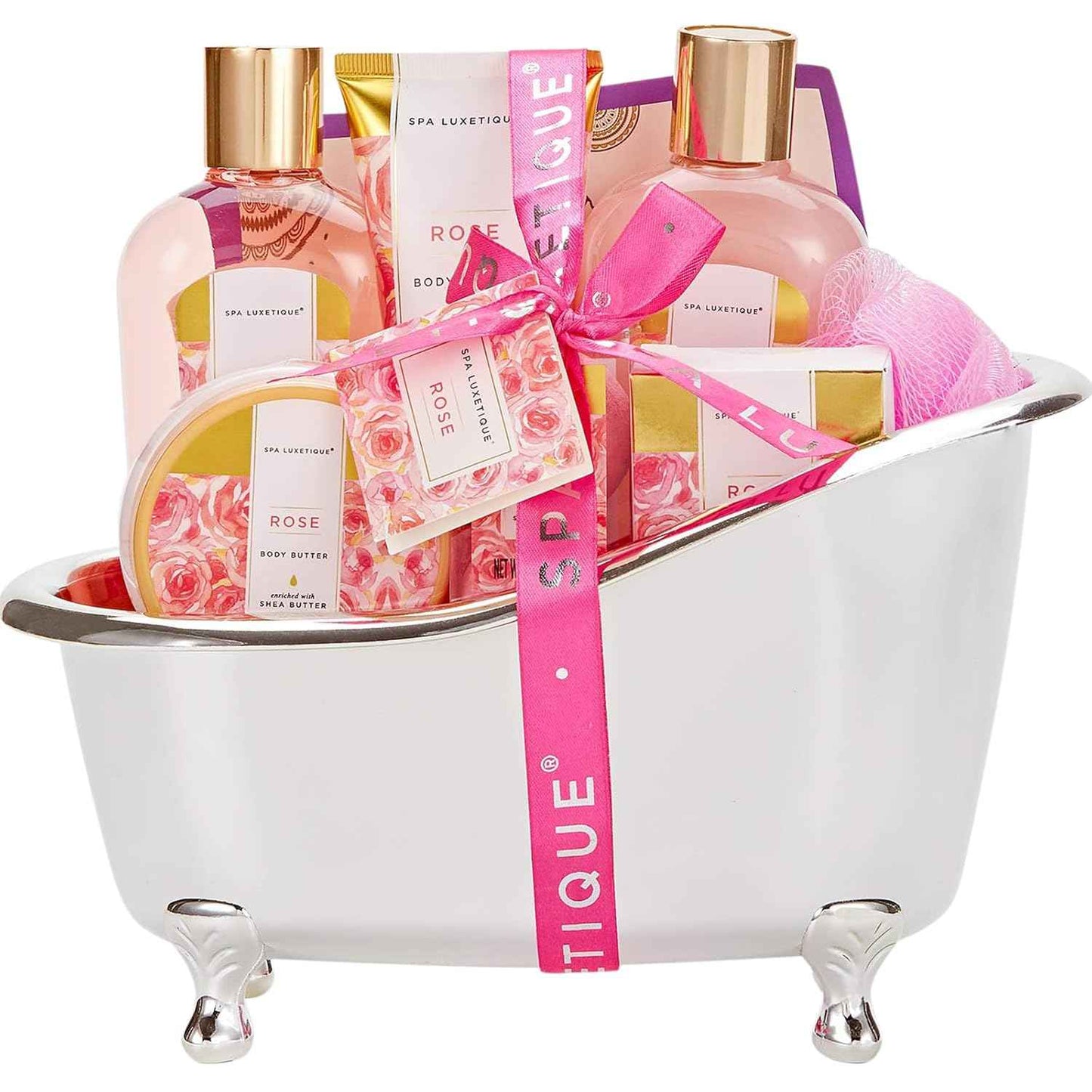 spa luxetique Gift Set For Women, Bath Sets for Women Gift, 8 Pcs Rose Spa Basket Includes Bubble Bath, Shower Gel, Body Lotion, Birthday Spa Gifts, Mother‘s Day Gifts for Mom, Christmas Gifts for Her