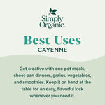 Simply Organic Cayenne Pepper, 2.50 Ounce, Pure, Organic, No GMOs, Kosher, Versatile Spice for Chili and Curries