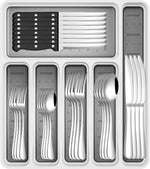 Premium 49-Piece Stainless Steel Silverware Set with Organizer for 8, Includes Steak Knives and Kitchen Utensils