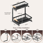 ADBIU Under Sink Organizer, 2 Pack 2 Tier Expandable Height Kitchen Bathroom Cabinet Organizers