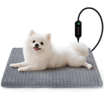 gray cat heating pad with adjustable temperature & timer for indoor cats, 18"x16", small