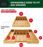 Luxury Bamboo Kitchen Drawer Organizer with Adjustable Storage