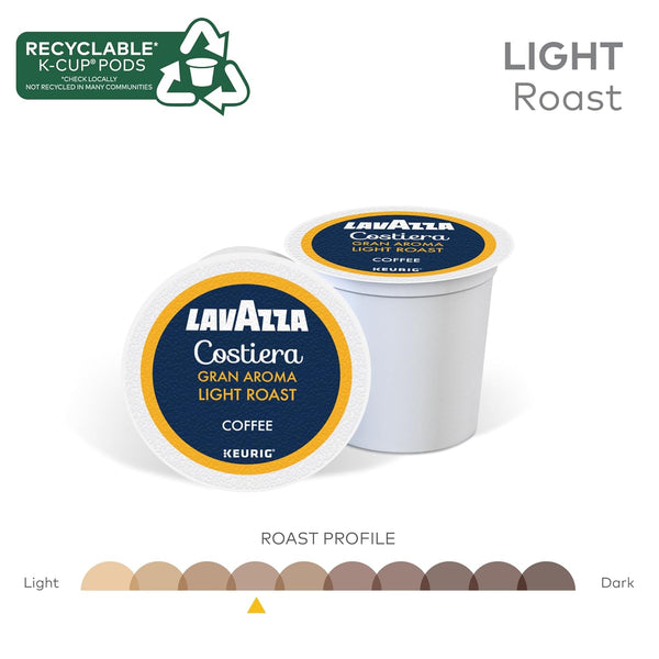 Lavazza Costiera Gran Aroma single-serve Keurig K-Cup pods, light roast coffee, 60-count box