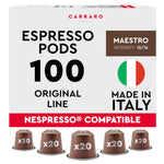 100 Aluminum Espresso Pods Compatible with Nespresso Original Line Made in Italy Variety Pack
