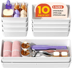 10 Pack Large Size Plastic Drawer Organizers Set for Desk and Vanity
