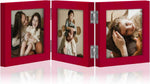 decorUhome Triple 4x6 Picture Frame Vertical, Engineered Wood Trifold Photo Frame with Plexiglass for Tabletop Display, 4x6, Black