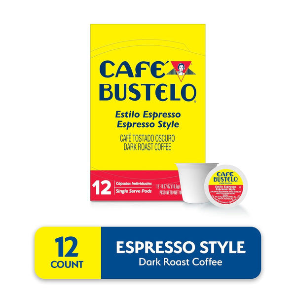 Café Bustelo Espresso Style Dark Roast Coffee Pods, 12 Count, Single Serve
