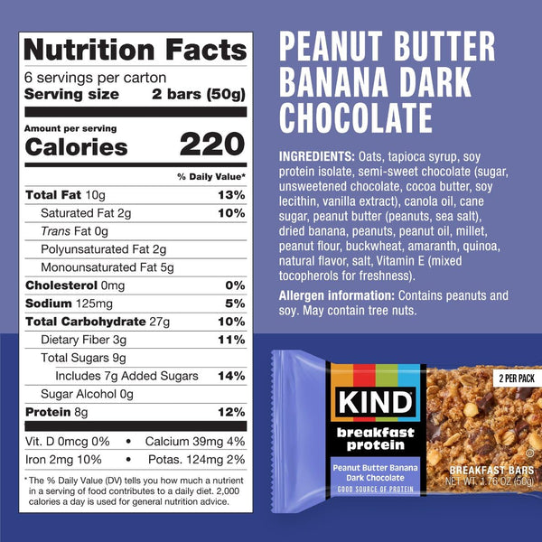 KIND Breakfast Protein Bars Variety Pack, 18 Count, 8g Protein