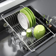 Stainless Steel Dish Drying Rack for Kitchen Sink with Utensil Holder