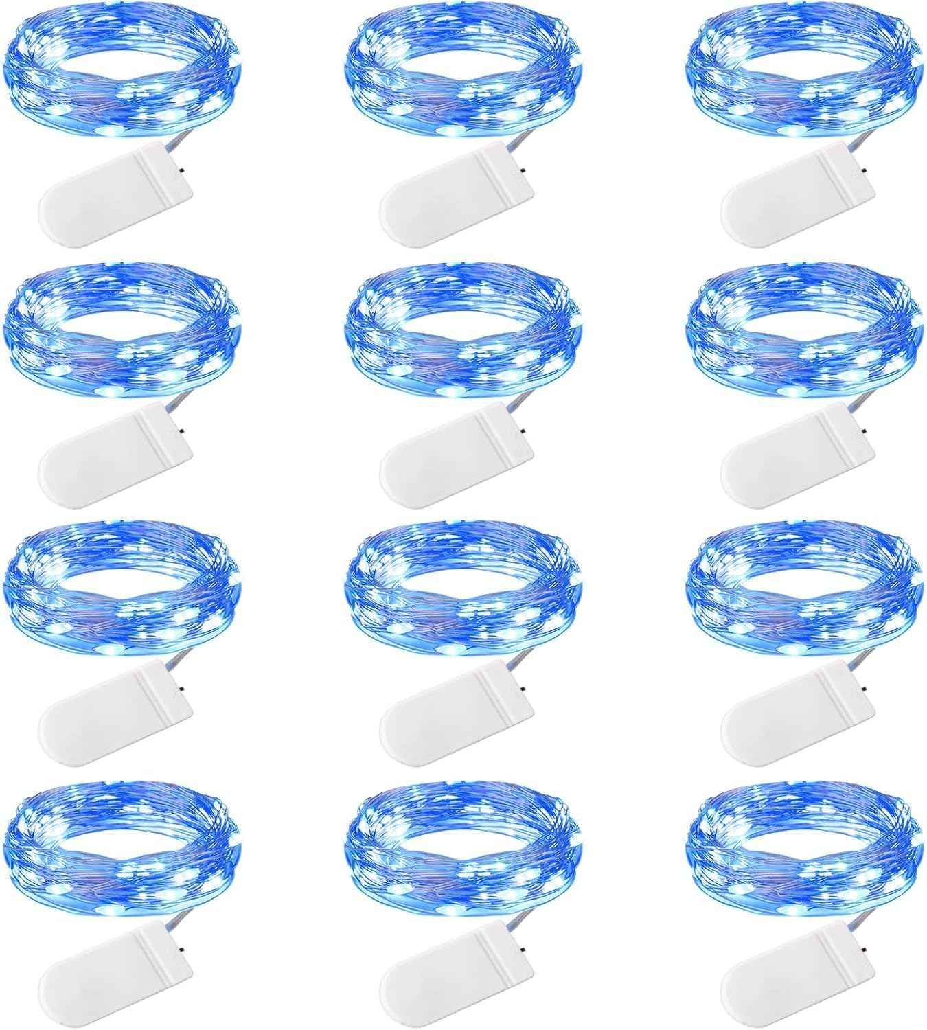 Brightown 12 Pack LED Fairy Lights, Battery Operated 7FT Firefly String Lights with 20 Waterproof LEDs on Silver Wire for DIY Crafts, Wedding Centerpieces, Party & Christmas Décor