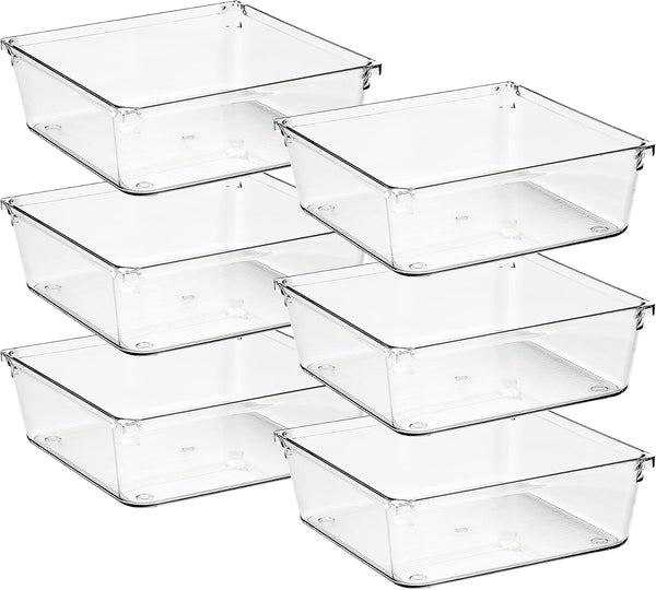 6 Pack Drawer Organizer with Non-Slip Pads for Desk Storage