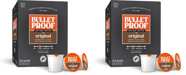 Bulletproof Original Medium-Roast Single-Serve Coffee Pods, 24 Count, 100% Arabica Beans