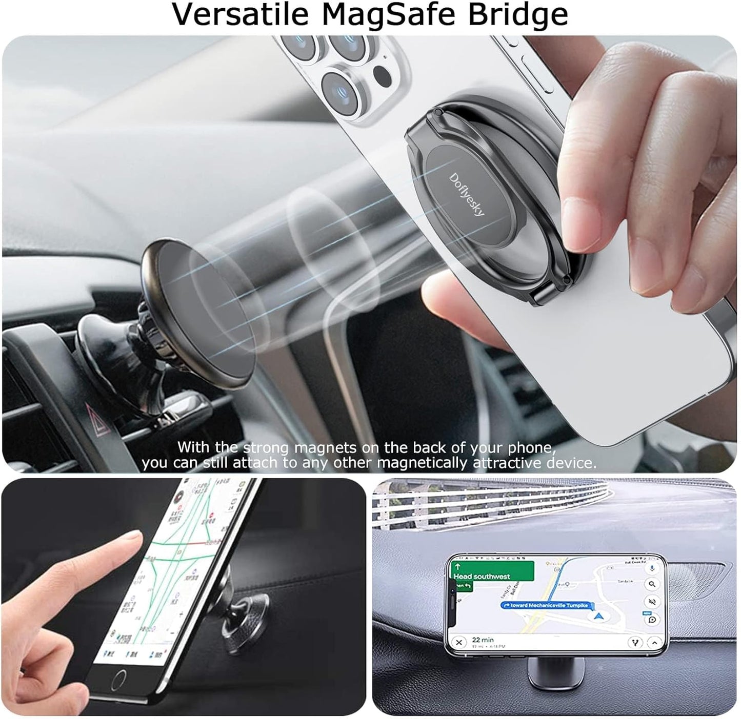 Magnetic Phone Ring Holder with Magsafe, Double Adjustable Gym Finger Ring Grip, Removable Phone Grip, for iPhone, iPad and Smartphones, Compatible with Magnetic Car Mount (Colorful)