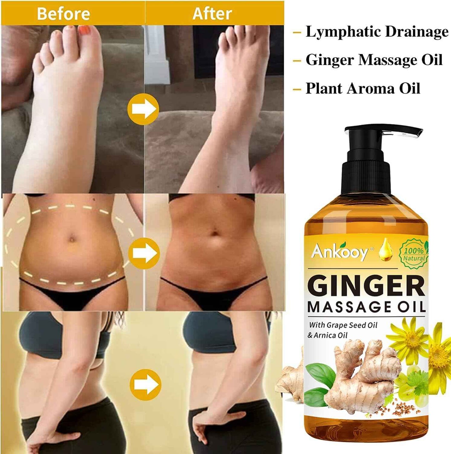 Valentines Day Gifts for Him & Her-3 Pack Massage Oil for Massage Therapy,Sore Muscle Arnica Oil & Relaxing Lavender Oil & Ginger Oil Lymphatic Drainage & Massage Ball,Valentines Gifts for Men Women