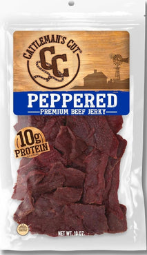 Cattleman's Cut Peppered Beef Jerky, Premium Marinated Steak Snacks, 10 Ounces