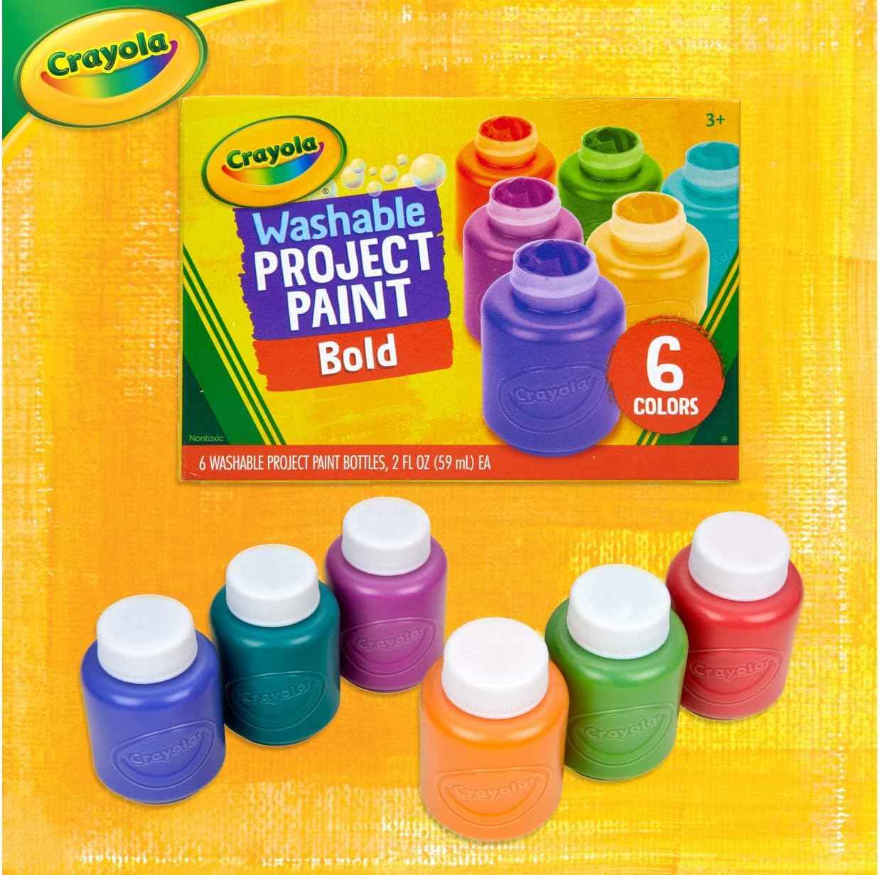 Crayola Washable Kids Paint (6ct), Assorted Bulk Paint Set for Kids, Must Have Preschool Arts & Crafts Supplies, Nontoxic, Learning Activities for Toddlers