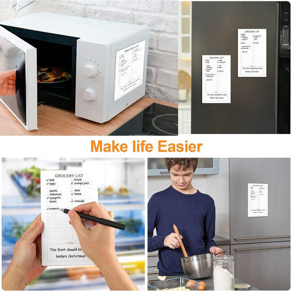 Grocery List Magnet Pad for Fridge, 2 Pack Magnetic Notepads for Refrigerator, Magnetic Grocery List Pad for Fridge, Full Magnet Back Shopping Lists, 60 Sheets Per Note Pads