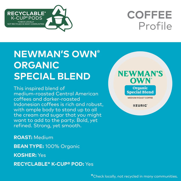 Newman's Own Organics Special Blend Keurig Single-Serve K-Cup Pods, 96 Count, Medium Roast Coffee
