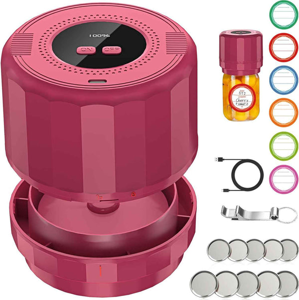 M11 Electric Mason Jar Vacuum Sealer Kit - with Wide and Regular Mouth Mason Lids, Jar Vacuum Sealer for Canning Jars, Vacuum Sealing Machine for Food Storage Black