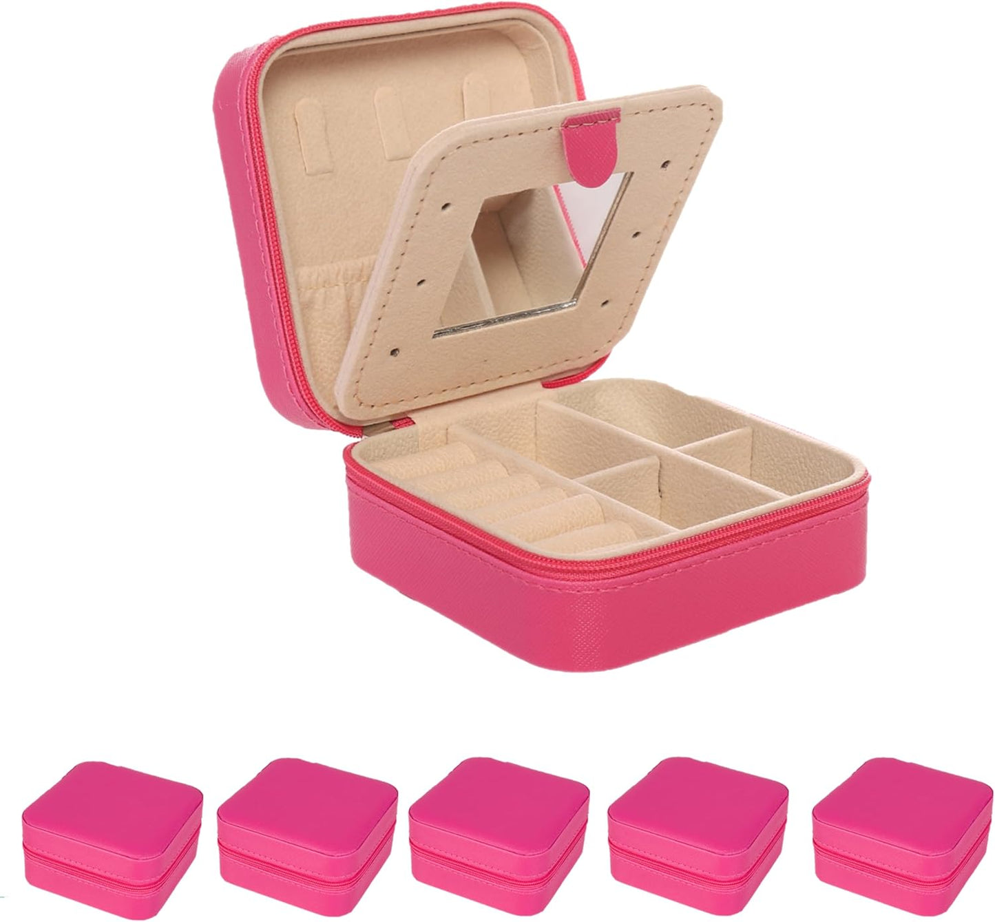 KElofoN Travel jewelry case Travel jewelry box Travel Jewelry Organizer Small box Gift for Girls Women with Mirror(Pink)
