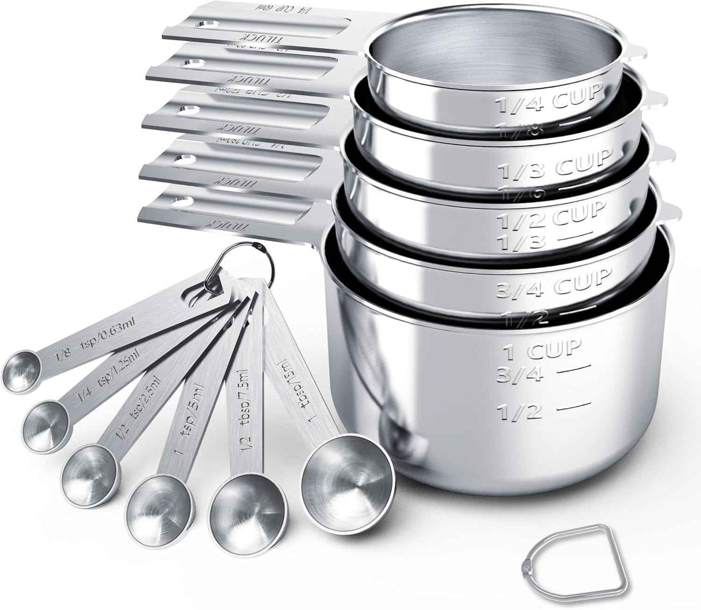 TILUCK Stainless Steel Measuring Cups & Spoons Set, Cups and Spoons,Kitchen Gadgets for Cooking & Baking (10)