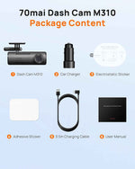 70mai Dash Cam M310, Dash Camera for Cars 1296P QHD, Smart Dash Cam Front Built in WiFi, 130° Wide-Angle FOV, WDR, Night Vision, iOS/Android Mobile App, Loop Recording, Parking Monitor, Time-Lapse