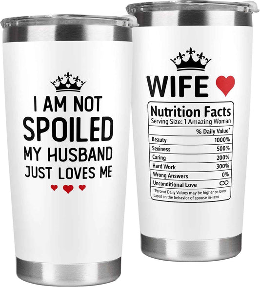 Gifts for Wife - Wife Gifts from Husband - Wedding Anniversary for Women, Valentines, Birthday Gift Ideas, Mothers Day, Christmas Gift for Her - Romantic Cup for Her - 20 Oz White Tumbler