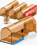Motel Mouse Humane Mouse Traps No Kill Live Catch and Release 4 Pack - Reusable, Easy to Use & Clean, No Touch Release, Sensitive Includes Cleaning Brush, Instruction Manual & Video - Mousetrap Indoor