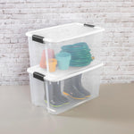Sterilite 4 Pack Ultra Latching Box Storage Bins with Lids Clear Plastic 70 Quart Heavy Duty Organizing Containers