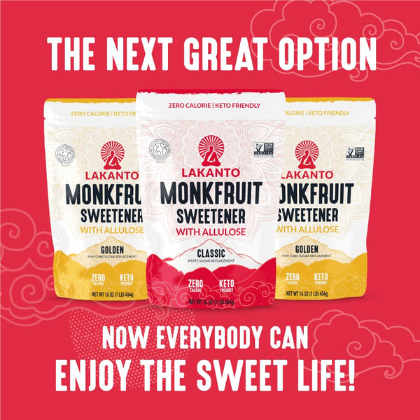 Lakanto Classic Monk Fruit Sweetener with Allulose, Gluten Free, Zero Calorie, Low Carb, Non GMO, Keto, 1 lb White Sugar Substitute