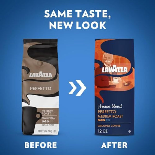 Lavazza House Blend Perfetto Ground Coffee 12oz, Medium Roast, 100% Arabica, Central and South America, Drip Brewers