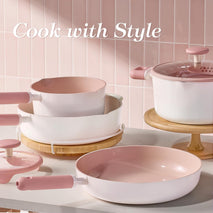 CAROTE 15-piece Ceramic Cookware Set with Non-stick Coating and Utensils
