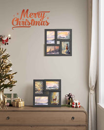 SONGMICS 4x6 Collage Picture Frames, Family Photo Collage Frame Set of 4 for Wall Decor, Glass Front, Wall Hanging or Tabletop, Christmas Gift, Ink Black URPF25BK